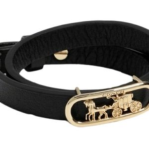 COACH Gold Plated Brass Leather Bracelet